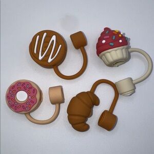 STRAW TOPPERS Doughnut Cupcake Croissant Cinnamon Roll